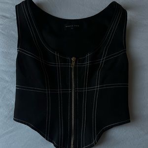 White Fox Zip Corset Top